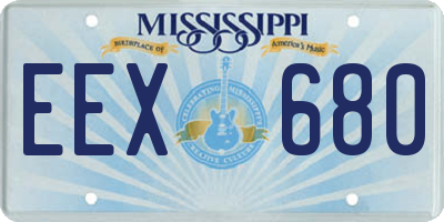 MS license plate EEX680