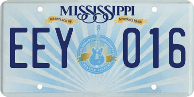 MS license plate EEY016
