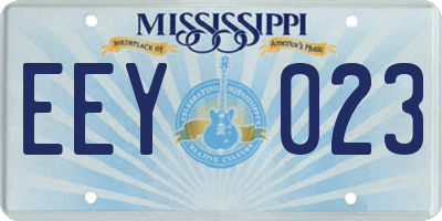 MS license plate EEY023