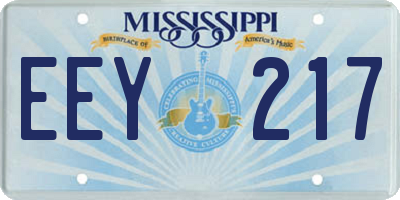 MS license plate EEY217
