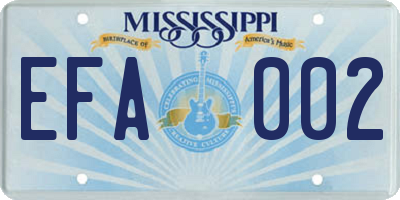 MS license plate EFA002