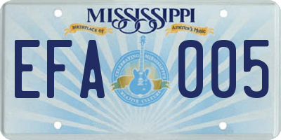 MS license plate EFA005