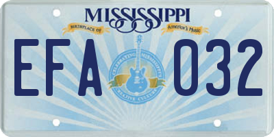 MS license plate EFA032