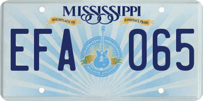 MS license plate EFA065