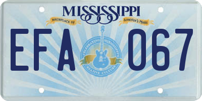 MS license plate EFA067
