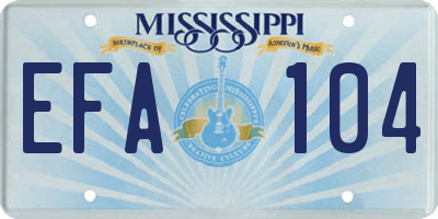 MS license plate EFA104