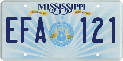 MS license plate EFA121