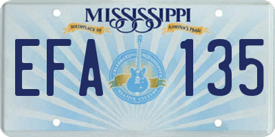 MS license plate EFA135