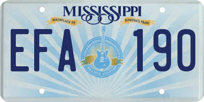 MS license plate EFA190