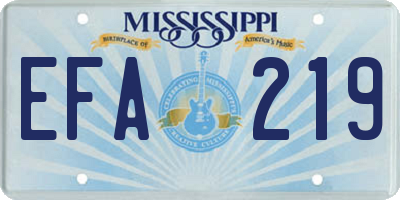 MS license plate EFA219