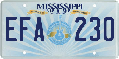 MS license plate EFA230