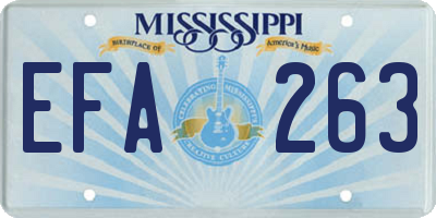 MS license plate EFA263