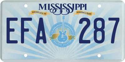 MS license plate EFA287
