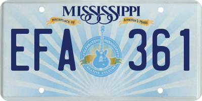 MS license plate EFA361