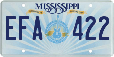 MS license plate EFA422