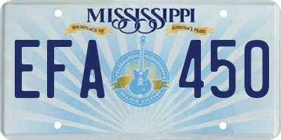 MS license plate EFA450