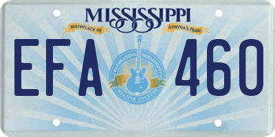 MS license plate EFA460