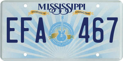 MS license plate EFA467