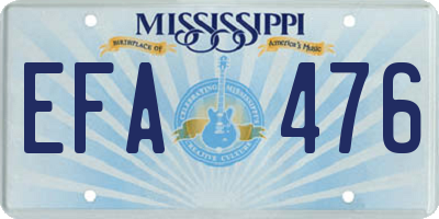 MS license plate EFA476