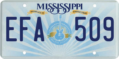 MS license plate EFA509