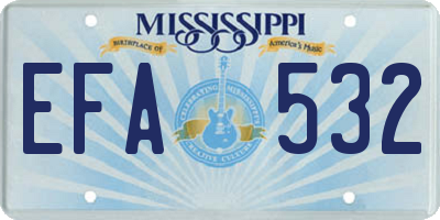 MS license plate EFA532