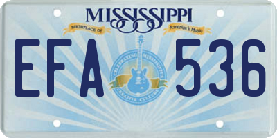 MS license plate EFA536