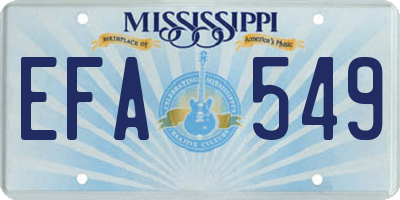 MS license plate EFA549