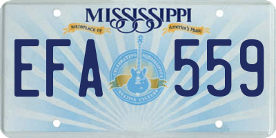 MS license plate EFA559