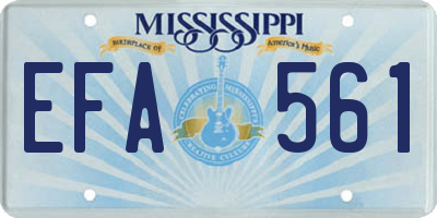MS license plate EFA561