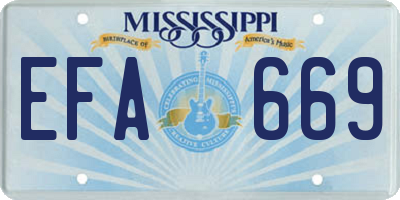 MS license plate EFA669
