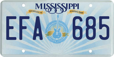 MS license plate EFA685