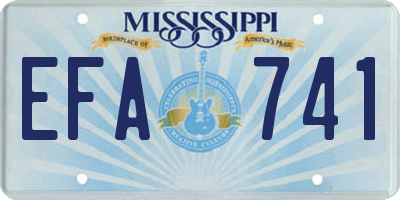 MS license plate EFA741