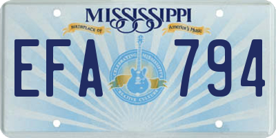 MS license plate EFA794