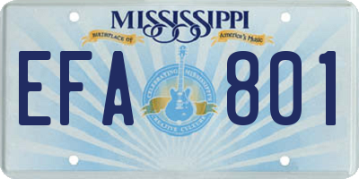 MS license plate EFA801