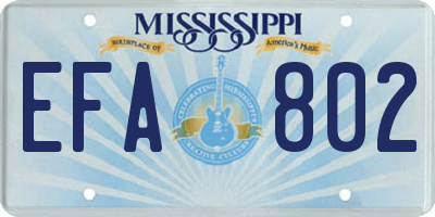 MS license plate EFA802