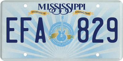 MS license plate EFA829
