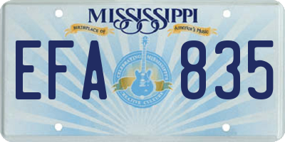 MS license plate EFA835