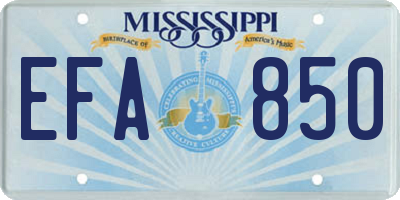 MS license plate EFA850