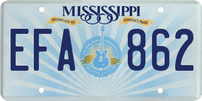 MS license plate EFA862