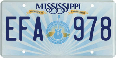MS license plate EFA978