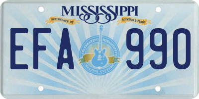 MS license plate EFA990
