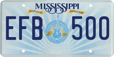 MS license plate EFB500