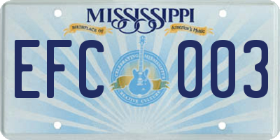 MS license plate EFC003