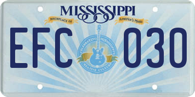 MS license plate EFC030