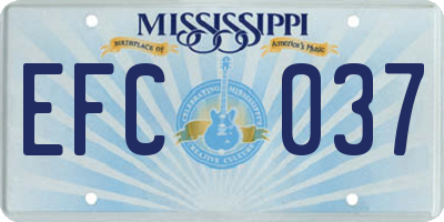 MS license plate EFC037