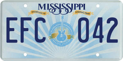 MS license plate EFC042