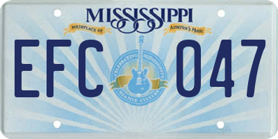 MS license plate EFC047