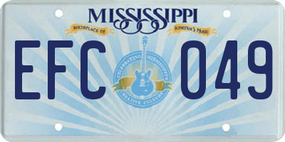 MS license plate EFC049