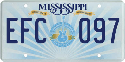 MS license plate EFC097
