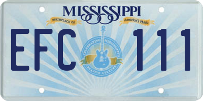 MS license plate EFC111